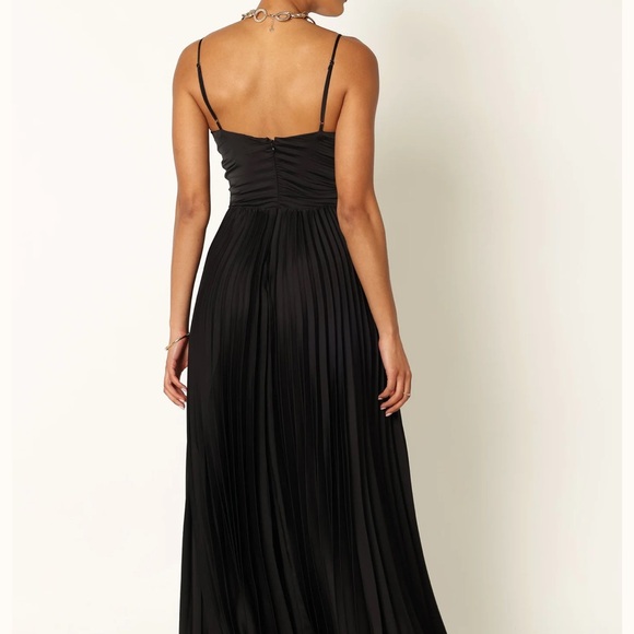 Petal and Pup Pleated Black Satin Dress - Picture 2 of 4